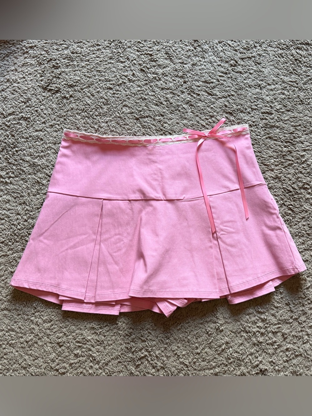 New Altar'd State Pink Pleated Mini Skort with Ribbon Waist Medium